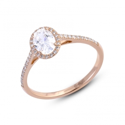 Inel din aur roz cu pietre Diamant