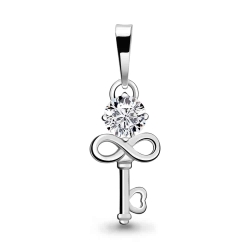 Pandantiv din aur alb cu pietre Cubic Zirconia Incolor