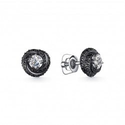 Cercei Pusete din aur alb cu pietre Diamant, Diamant negru
