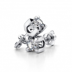 Cercei Pusete din aur alb cu pietre Diamant
