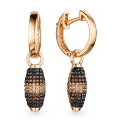 Cercei Creole din aur roz cu pietre Diamant negru, Diamant Cognac și Diamant galben