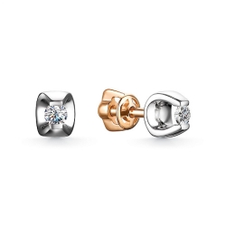 Cercei Pusete din aur roz cu pietre Diamant