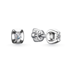 Cercei Pusete din aur alb cu pietre Diamant