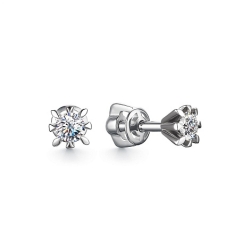 Cercei Pusete din aur alb cu pietre Diamant