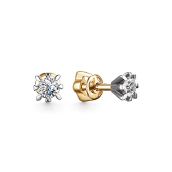 Cercei Pusete din aur galben cu pietre Diamant