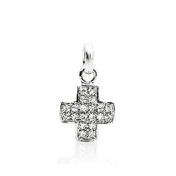 Cruce din aur alb cu pietre Diamant