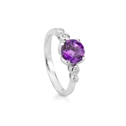 Inel din aur alb cu pietre Diamant, Morganit