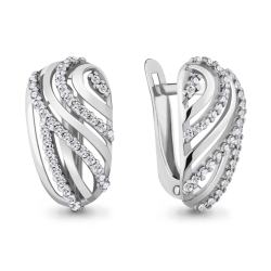Cercei din aur alb cu pietre Cubic Zirconia Incolor
