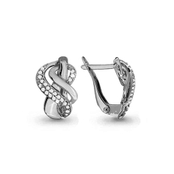 Cercei din aur alb cu pietre Cubic Zirconia Incolor
