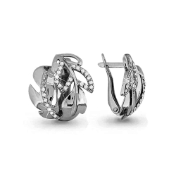 Cercei din aur alb cu pietre Cubic Zirconia Incolor