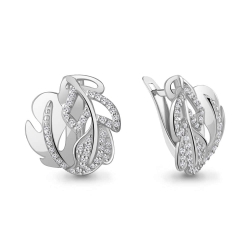 Cercei din aur alb cu pietre Cubic Zirconia Incolor