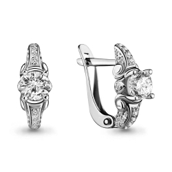 Cercei p-u copii din aur alb cu pietre Cubic Zirconia Incolor