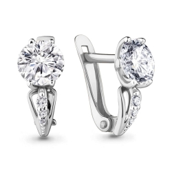 Cercei din aur alb cu pietre Cubic Zirconia Incolor