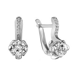 Cercei din aur alb cu pietre Cubic Zirconia Incolor