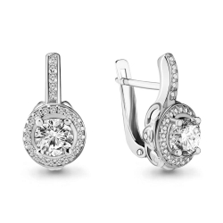 Cercei din aur alb cu pietre Cubic Zirconia Incolor