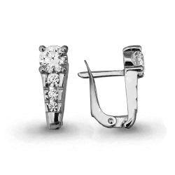 Cercei din aur alb cu pietre Cubic Zirconia Incolor