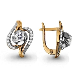 Cercei din aur roz cu pietre Cubic Zirconia Incolor