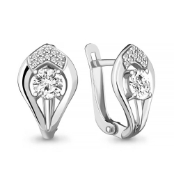 Cercei din aur alb cu pietre Cubic Zirconia Incolor