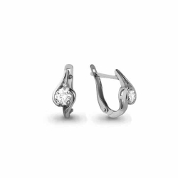 Cercei din aur alb cu pietre Cubic Zirconia Incolor