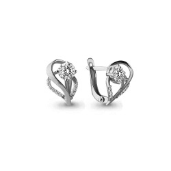 Cercei p-u copii din aur alb cu pietre Cubic Zirconia Incolor