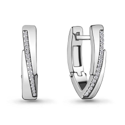 Cercei din aur alb cu pietre Cubic Zirconia Incolor