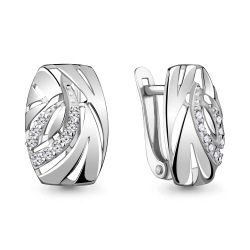 Cercei din aur alb cu pietre Cubic Zirconia Incolor