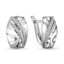 Cercei din aur alb cu pietre Cubic Zirconia Incolor