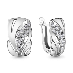 Cercei din aur alb cu pietre Cubic Zirconia Incolor