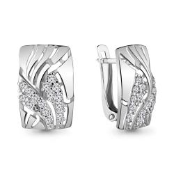 Cercei din aur alb cu pietre Cubic Zirconia Incolor