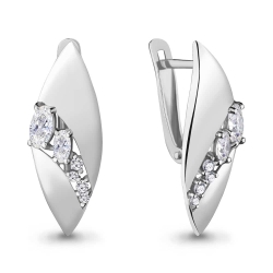 Cercei din aur alb cu pietre Cubic Zirconia Incolor