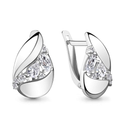 Cercei din aur alb cu pietre Cubic Zirconia Incolor