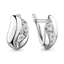 Cercei din aur alb cu pietre Cubic Zirconia Incolor