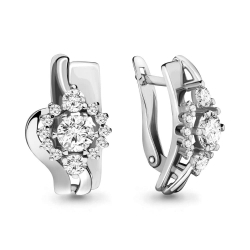 Cercei din aur alb cu pietre Cubic Zirconia Incolor
