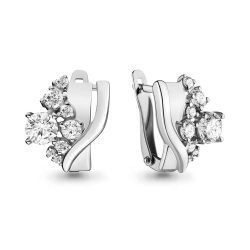 Cercei din aur alb cu pietre Cubic Zirconia Incolor