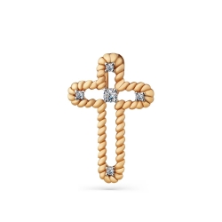 Cruce din aur roz cu pietre Cubic Zirconia Incolor