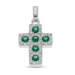 Pandantiv din argint cu Cubic Zirconia Incolor, Cubic Zirconia Verde