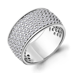 Inel din aur alb cu pietre Cubic Zirconia Incolor