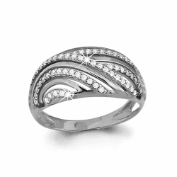 Inel din aur alb cu pietre Cubic Zirconia Incolor