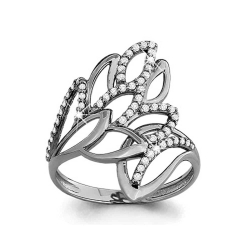 Inel din aur alb cu pietre Cubic Zirconia Incolor