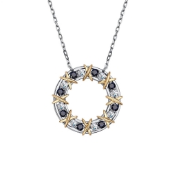 Colier din aur alb cu pietre Diamant, Safir