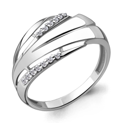 Inel din aur alb cu pietre Cubic Zirconia Incolor