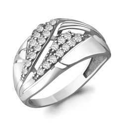 Inel din aur alb cu pietre Cubic Zirconia Incolor
