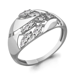 Inel din aur alb cu pietre Cubic Zirconia Incolor