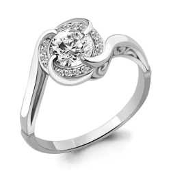 Inel din aur alb cu pietre Cubic Zirconia Incolor