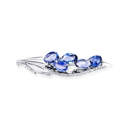 Broșă din aur alb cu pietre Diamant, Safir