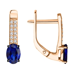 Cercei din aur roz cu Diamant, Safir