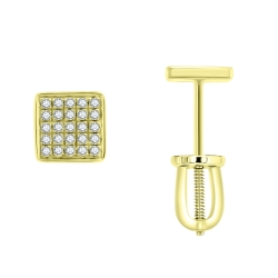 Cercei Pusete din aur galben cu pietre Diamant