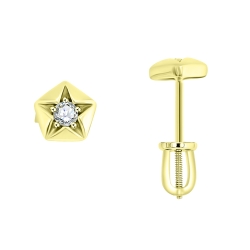 Cercei Pusete din aur galben cu pietre Diamant