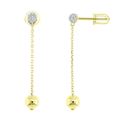 Cercei Pusete din aur galben cu pietre Diamant