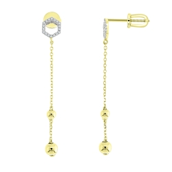 Cercei Pusete din aur galben cu pietre Diamant